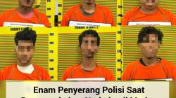 Direktorat Reserse Narkoba Polda Sumatera Utara mengamankan enam pria yang diduga menyerang petugas saat penggerebekan bandar narkoba di Jalan Multatuli, Kecamatan Medan Maimun, Kota Medan, dalam rangka Operasi Antik Toba 2026.