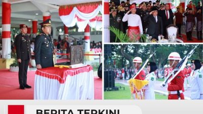 Kapolres Langkat Pimpin Upacara Penurunan Bendera HUT ke-81 RI